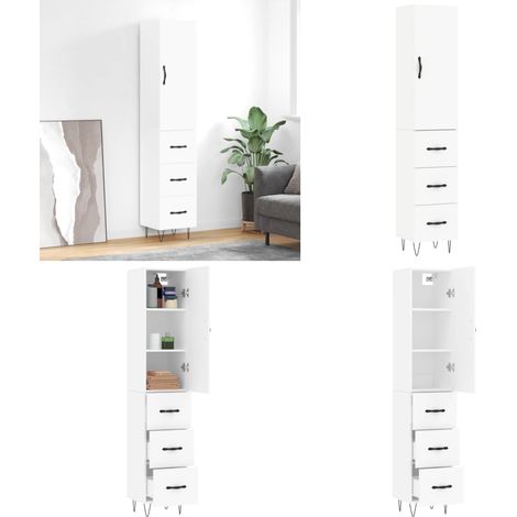 Highboard Weiß 34,5x34x180 cm Holzwerkstoff - Holzwerkstoff - Schrank (1/5)
