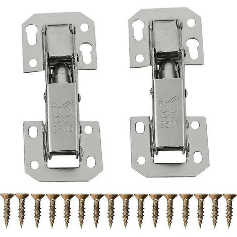 2x Kitchen Cupboard Cabinet Wardrobe 90degree Door Hinges & Screws-- (1/5)