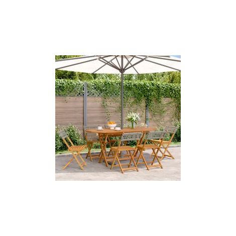 Chaises de jardin pliantes lot de 6 gris poly rotin bois massif (1/5)