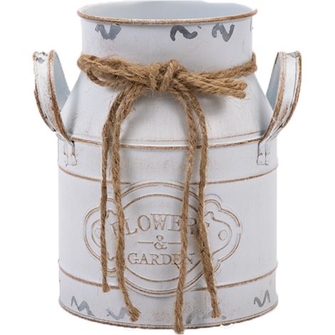 Vase En Métal - Cruche À Lait Galvanisée Style Vintage - Pour Fleurs Artificielles Ou Séchées - 1 Pièce (1/5)