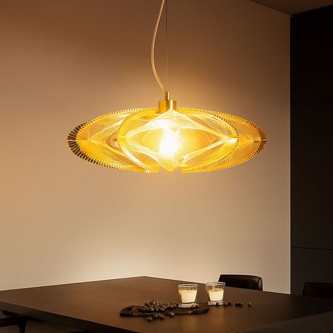 Suspension chromée, lampe suspendue, lampe de salle à manger, lampe de salon, plafonnier rond, soie, métal, plastique, 1x E27, PxH 50x150 cm (1/5)