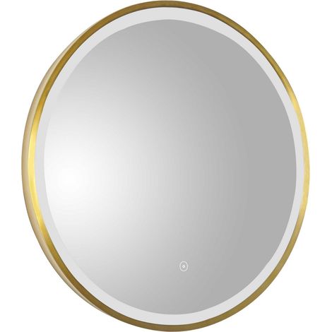 JTP Vos Bathroom Mirror 600mm Diameter With Light - Brushed Brass