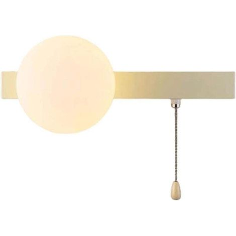 Wall-Mounted Globe Glass Wall Sconce Lighting with Pull Chain Switch, Long Rectangular Metal Base Picture Light (1/4)