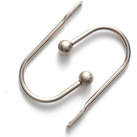 2 crochets à rideaux en U, alliage d'aluminium, finition argentée, tête ronde, pour chambre, salon, salle de bains, cuisine, salle à manger, cafés (1/5)