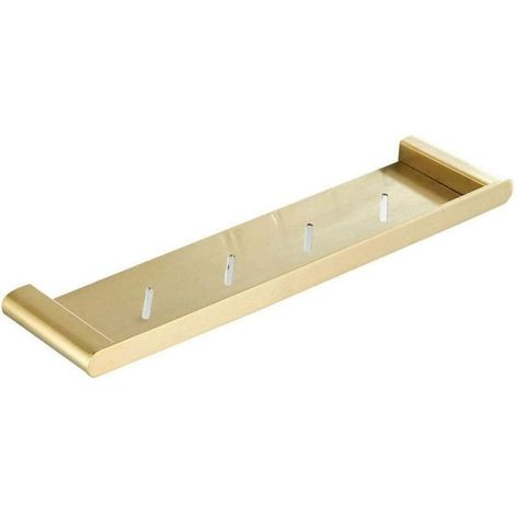 Single-layer bathroom shelf in brushed gold stainless steel, 50cm (1/5)