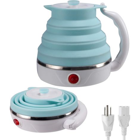 Cuiseur de voyage électrique pliable - Silicone de qualité alimentaire, 600 ml, double tension (bleu) (1/5)