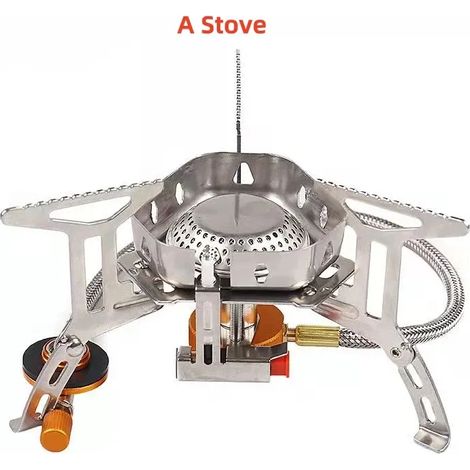 Réchaud de camping portable et pliable en acier inoxydable, coupe-vent et résistant aux intempéries. (1/5)