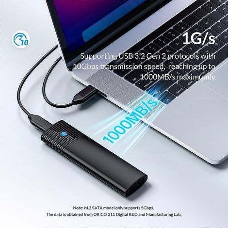 Box esterno per hard disk SATA M.2 NVMe USB 3.2 10 Gbit/s con protocollo UASP 2 – Bianco (1/4)