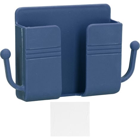 boîte de rangement-Boîte de Stockage Murale Multifonction avec Support de Charge pour Smartphone - ABS Bleu - Installation Adhésive (1/4)