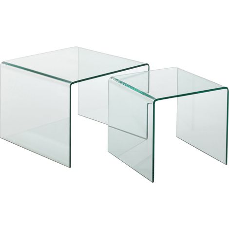 Lot de 2 tables basses 65 et 50 cm en verre - GUESTA (1/3)