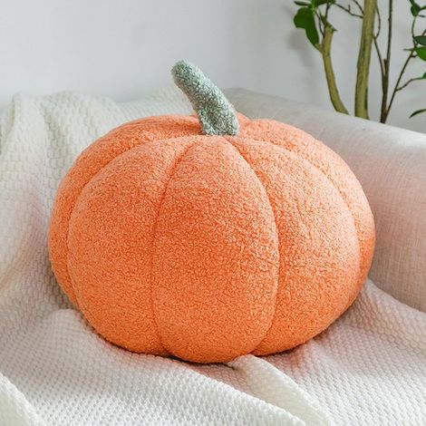 Coussin Citrouille, Coussin Forme de Citrouille Crème Blanc, Coussin Décoratif d'automne, Coussin Esthétique pour Canapé en Velours Teddy, Halloween Décoration Maison(Orange 01,28cm) (1/5)