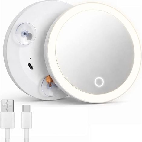 30-fach vergrößernder, beleuchteter Spiegel mit Saugnapf, 3 LED-Farben und einstellbarer Helligkeit  Wand- oder Reise-Schminkspiegel, USB-aufladbar, für perfekte Präzision, faltbar und tragbar, ideal  (1/5)