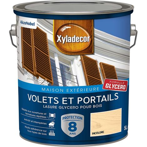 Lasure Protectrice pour Bois Extérieur - Volets, Portails, Portes, Fenêtres - Couleur : Satin Incolore - Quantité : 5 L (1/5)
