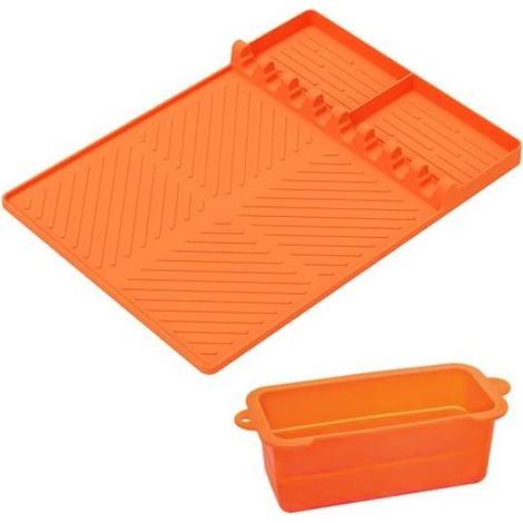 Tapis de spatule en silicone résistant à la chaleur avec récupérateur de graisse, ustensile de cuisine en silicone pour poêles à frire, grille pour barbecue extérieur, tapis de poêle en silicone (1/5)