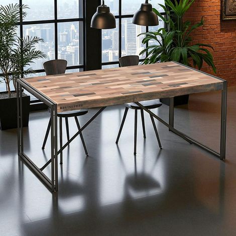Table à manger rectangle bois recyclé 200x100 CARAVELLE (1/5)