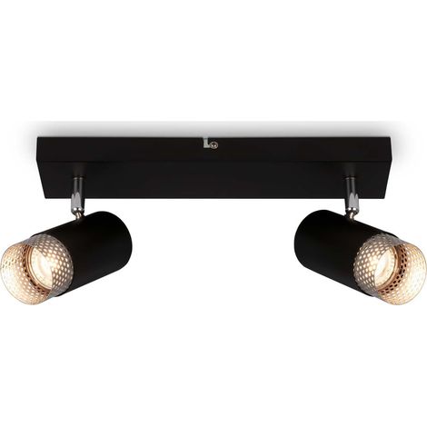 Plafonnier, Lampe, Abat-jour Grille, Pivotant, Lampe de salon, Lampe de chambre, Lampe de cuisine, Noir-Chrome-Mat (1/5)