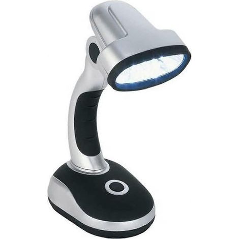 Lampe de bureau portable à 12 LED pour ordinateur, table de chevet, camping, flexible, sans fil, à éclairage puissant, alimentée par piles (noire) (1/5)