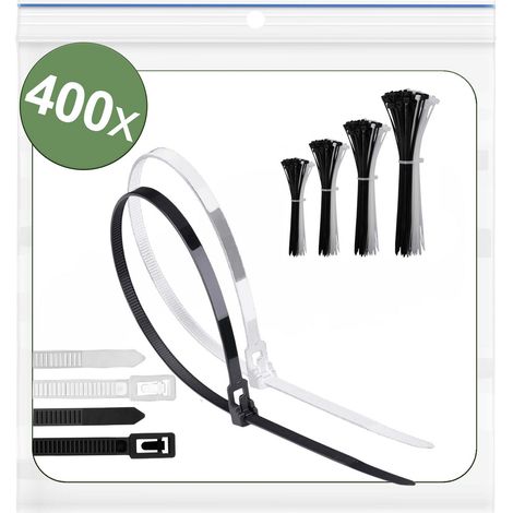 Quadrios 25CA723 25CA723 Kabelbinder 150 mm, 200 mm, 250 mm, 300 mm 5 mm Schwarz, Weiß Lösbar, mit H