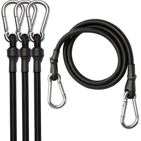 4pcs Tendeurs Elastiques avec Mousqueton 120cm, 8mm Tendeur Elastique Robuste, Corde de Bagage Elastique pour Camping, Bâches, Tente, Bagages, Voitur et Motos (1/5)