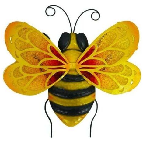 Metal Bee Wall Decor, Metal and Glass Hanging Wall Decor, Hanging Indoor Decoration for Garden, Patio, Living Room (1/3)