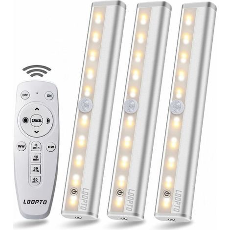 Lampe murale sans fil 3 pièces avec télécommande – luminosité réglable – fonction mémoire – idéale pour placard, miroir et autres espaces intérieurs (1/5)