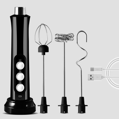 Montalatte elettrico, montalatte ricaricabile tramite USB, macchina per schiumare il latte elettrica a 3 fasi con frusta in acciaio inox per caffè e cappuccino (1/5)