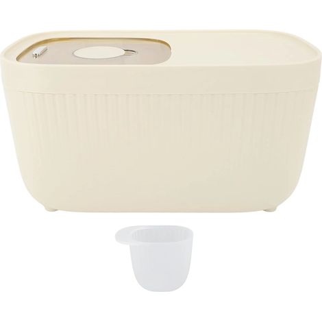 Boîte de conservation pour farine de riz en plastique crème avec couvercle hermétique et verre doseur, 39 x 28 x 21 cm (1/4)