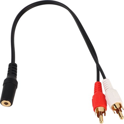 Cable adaptador de 1 conector hembra de 3,5 mm a 2 conectores RCA macho, blindado en cobre, para altavoces y auriculares. (1/5)
