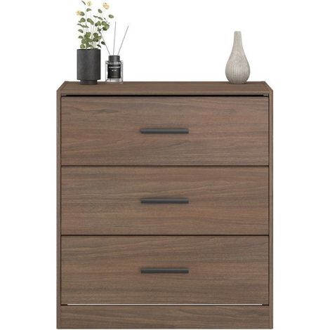 Commode PARISOT AZUKA 3 tiroirs chêne grillé 80 x 44 x 88 cm (1/5)