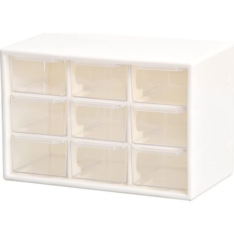 Boîte de Rangement à 9 Tiroirs en Plastique Organisateur avec 9 Transparents Compartiments pour Jouets, Bijoux, Perles, Outils, Bijoux, Maquillage, Épingles, Médicaments, Vis
