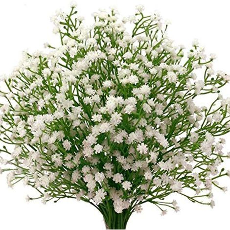 Lot de 10 fleurs artificielles en latex de gypsophile paniculée pour la maison et les mariages (KLB)-AquaForge (1/5)