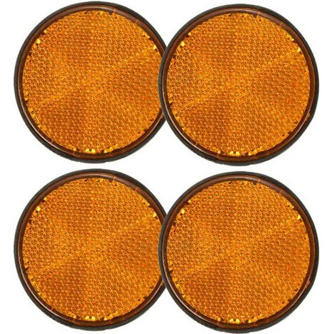 Set mit 4 universellen, runden, orangefarbenen Reflektoren mit 5 cm (2 Zoll) Durchmesser für Motorräder, Quads und Geländemotorräder. (1/5)