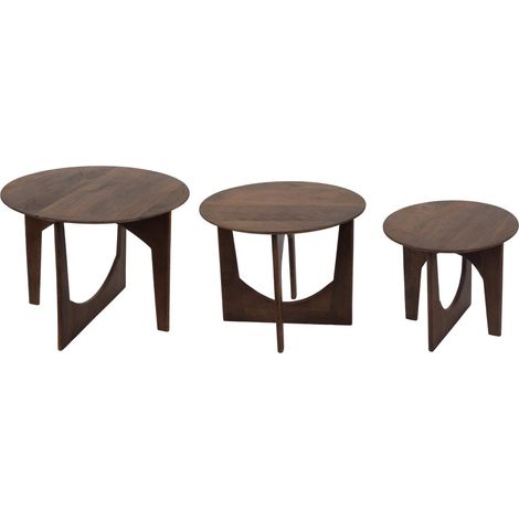 Beistelltische rund aus Mangoholz 3er Set Satztische