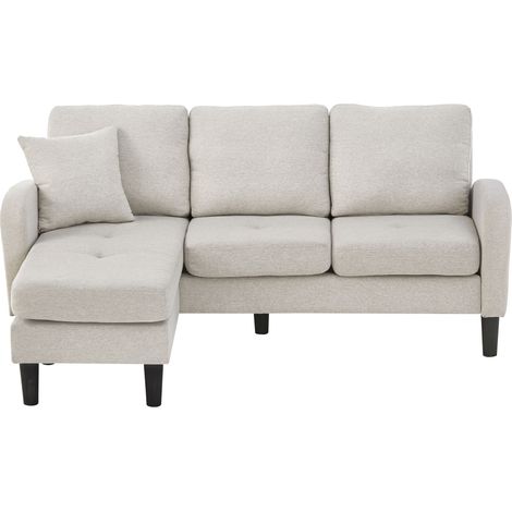 Sofá esquinero en L con chaise longue 3 plazas 166 x 118 x 77 cm tejido algodón y lino (1/5)