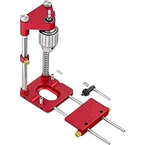 Autre outil du menuisier,Localisateur de perceuse Guide de gabarit de perçage portable Positionneur de perforation precis Outil de travail du bois pour charpentier, Rouge (1/4)