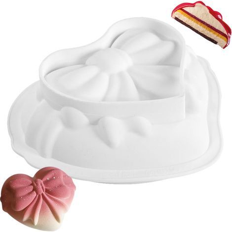 Moules en Silicone Coeur Moulle Silicone Saint Valentin Moules à Gâteaux Noeud Papillon Moules à Pâtisserie Mousse Moule de Cuisson Moule à Chocolat Fête Des Mères (1/5)