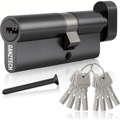 40/60T(100mm) Serrure de barillet de porte en noir,clé à clé avec 8 clés à fossettes horizontales,serrure à cylindre euro en Alliage d’aluminium,Applicable à composites et UPVC (1/5)