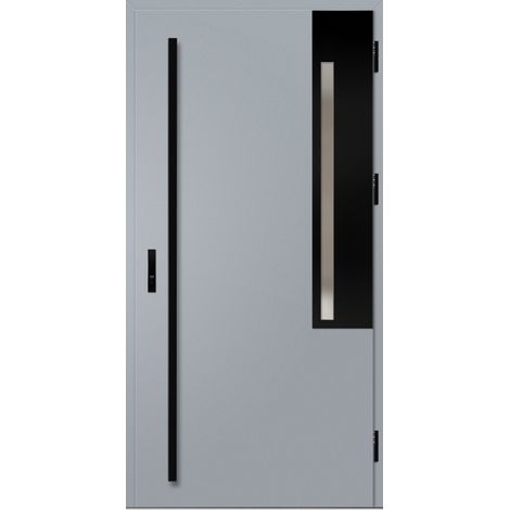 Porte d'entrée en acier avec cadre en aluminium FRYBURG 1 90200 -100200 cm - Poussant: Gauche - Dimensions: 100 cm - Bâton de maréchal: Avec