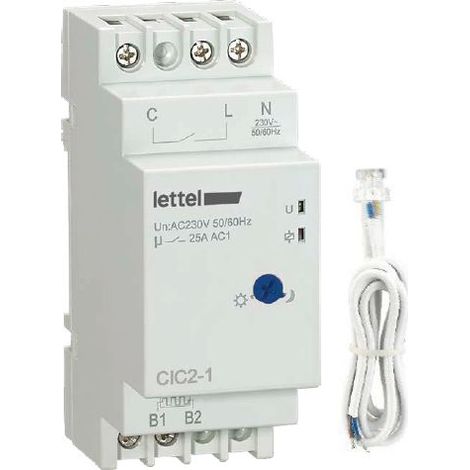 LETTEL - Interrupteur crépusculaire 230V - 1 relais NO 25A - Sonde encastrable fournie. - CIC2-1