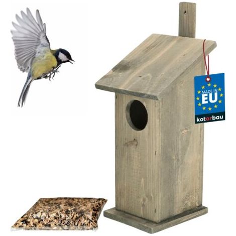 Nichoir Oiseaux Exterieur - Bois - 35 x 13,5 cm - Vert - Cabane Oiseaux Exterieur - Cabane À Oiseau - avec Nourriture 0,5 kg - Nichoirs À Mésanges - Nichoir a Mesange-NANOTEH (1/5)