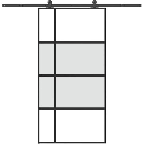 Schiebetür mit Beschlag 102,5x205 cm Hartglas und Aluminium