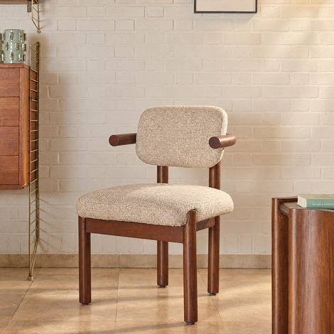 Chaise en mindi massif et tissu texturé (1/5)