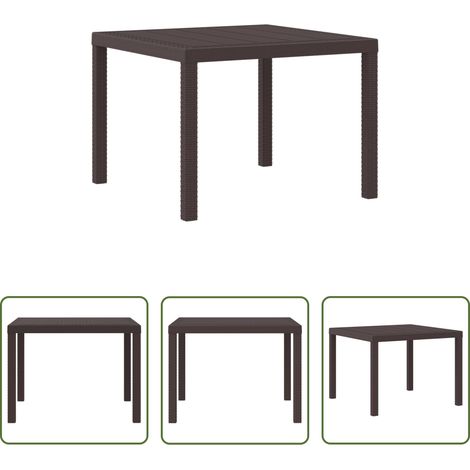 vidaXL Gartenmöbel - Gartentisch Braun 100 x 100 x 73 cm Poly-Rattan (1/5)