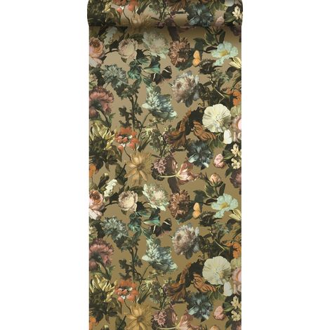 papier peint fleurs or - ESTAhome