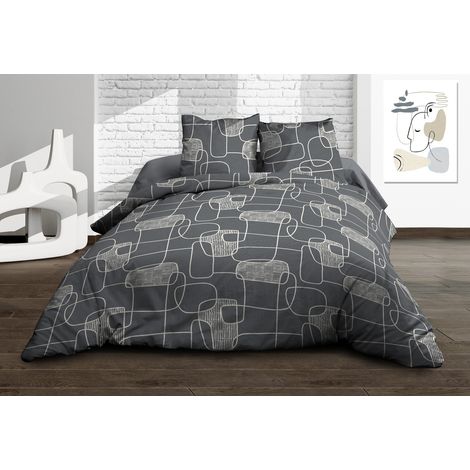 Parure Drap plat + drap-housse 140x190 + 2 T - Pur coton 57 fils - Linea (1/5)