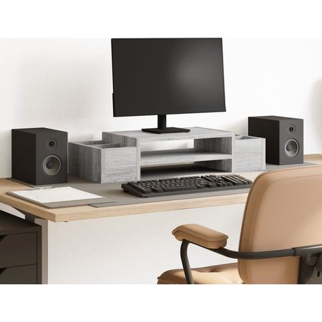 Monitorständer mit Stauraum Grau Sonoma 70x27x15 Holzwerkstoff