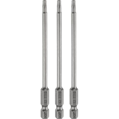 3Pcs Embout Tournevis Torx TT15 1/4" Hex Tige Long 4.33" (110mm) (1/5)