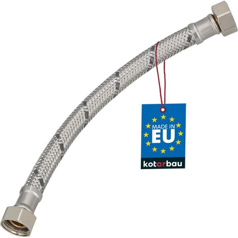 KOTARBAU® Flexible Robinet 3/8"x3/8" - Tuyau Robinet 20cm - Acier Inoxydable - Rallonge Robinet Cuisine Flexible - Tuyau Robinet Cuisine Flexible - Tuyau Flexible Plomberie - Argent (1/4)