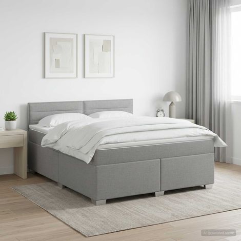 vidaXL Lit boxspring avec matelas Gris clair 140 x 190 cm Tissu (1/5)