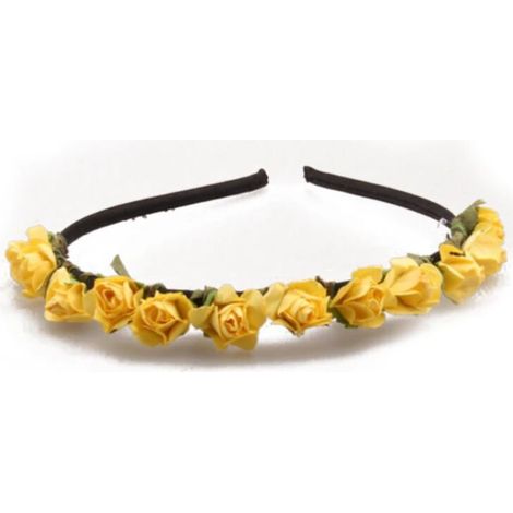 Couronne de fleurs roses, serre-tête et diadème pour cheveux - Jaune - Couronne de fleurs roses, serre-tête et diadème pour cheveux - Jaune (1/5)